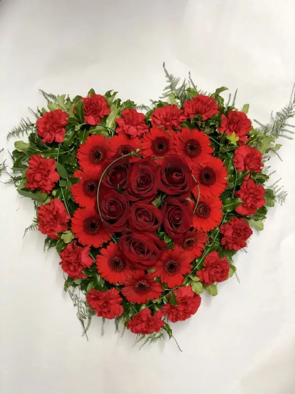 Modern Red Rose Heart Local Liverpool Florist shop offering Same Day Flower Delivery Order your Flowers online on the phone or in store for flower delivery today or future dates Booker